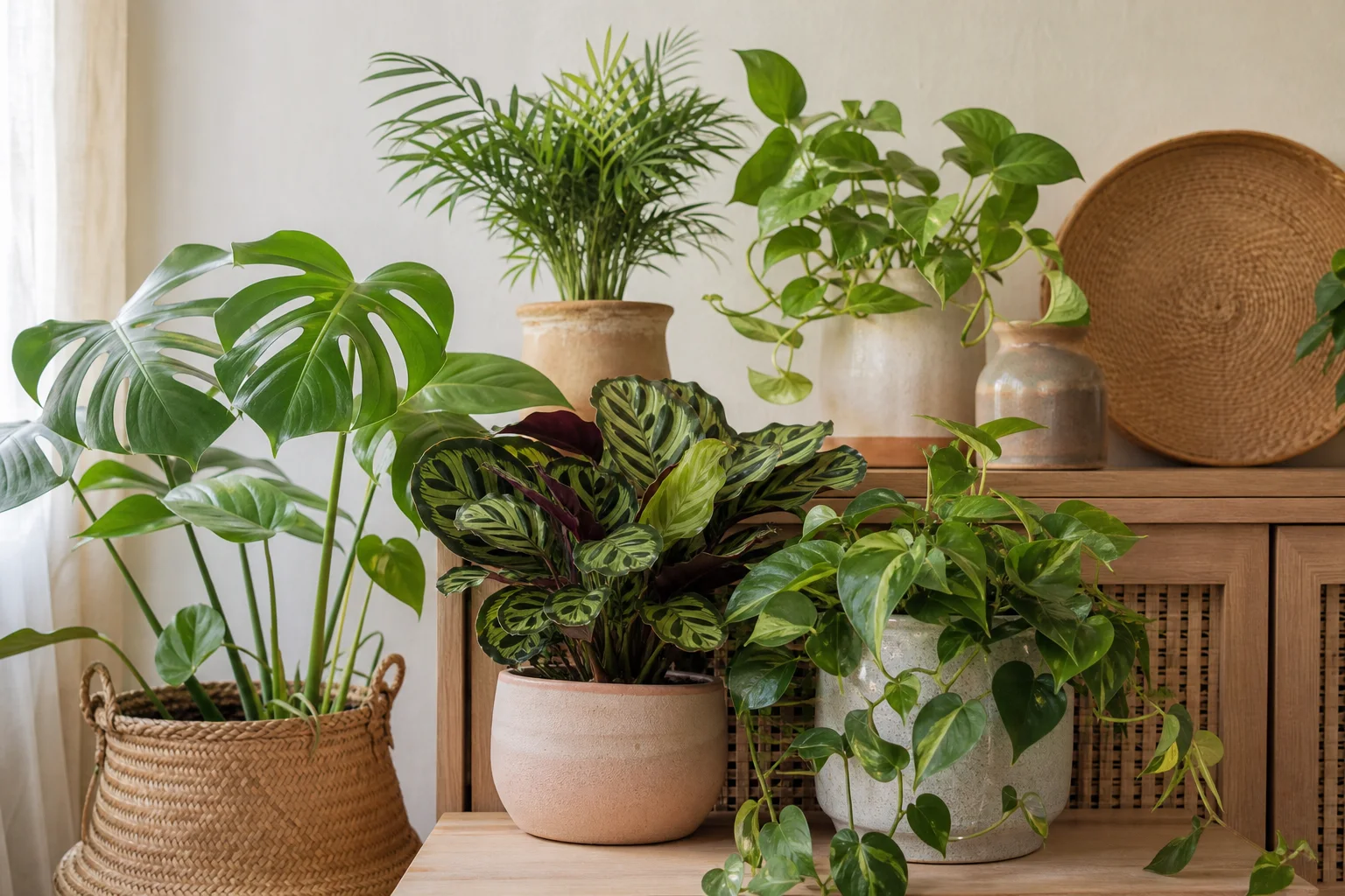 Composição de plantas tropicais para ambientes internos